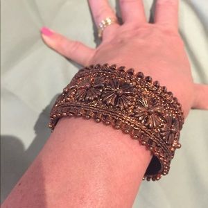 Bangle Bracelet, Hinged, Floral Details